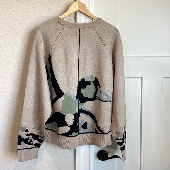 🦆Anthropologie Crewneck Sweater Pilcro Oaklyn Sweatshirt L Novelty Duck NEW - Picture 13 of 15